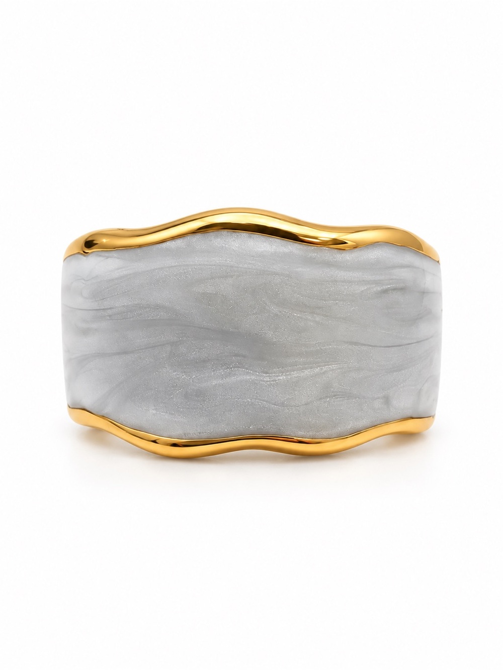 Wavy White Enamel Ring